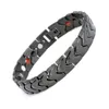 Länkkedja smycken svart germanium 12mm bredd rostfritt stål magnet röd turmalin sten muti hjärtman armbandlänk