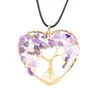 Handdraad verpakt natuurlijke levensboom grindsteen ketting chip edelsteen hanger Fortune Tree Crystal Stone hart ketting