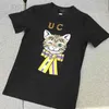 Camiseta para mujer Diseñador Explosión de verano Ropa de moda para hombres Cabeza de gato bordada Camiseta para mujer Manga corta Nuevo estilo Y8BG