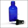 Bouteilles d'emballage Bureau de bureau Business Industrial Cobalt Blue Glass Bottle avec pulv￩risateur de pompe ￠ brume fine noire Con￧u pour les huiles essentielles P