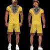 Zomer 2 -delige set 3D -print Afrikaans t -shirt voor mannen shorts past vintage kleding hiphop t -shirt conjunto masculino 220708