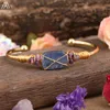 Bracelets de charme Naturel Bleu Kyanite Pierre Dalle Ovale Perles Manchette Bracelet Réglable Femmes Quartz Cristal Ouvert Bracelet BijouxCharm Inte22