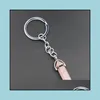 Nyckelringar smycken Ny naturlig sten Hexagonal Column Chain Keyring for Women Crystal Quartz On Bag Car Party Friends Present leverans 2021