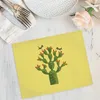 Mats & Pads 32x42cm Big Leaves Plant Kitchen Placemat Sunflower Pink Rose Floral Dining Table Mat Cup Pad Cotton Linen Coffee MatsMats MaMat