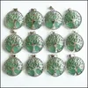 Charms Biżuterię Odkrycia elementy Naturalne drzewo życia zielone wisiorki aventurynowe chakr klejnot dla dhtbr
