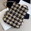 10a designers de qualidade de espelho retro designers femininos e inverno um ombro crossbody 19 pacotes houndstooth clássico marca moda casual tweed