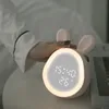 Bluetooth目覚まし時計LEDナイトライト音声コントロール温度ディスプレイベッドサイドランプ装飾イースターサポジ