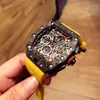 Orologio da uomo serie rm50-03 movimento meccanico automatico multifunzione cinturino in caucciù materiale cassa in fibra di carbonio orologio sportivo da uomo nessuna funzione di cronometraggio