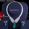 Kolczyki Naszyjnik Cwwzircons Wysokiej jakości Big Green Crystal White CZ luksusowe przyjęcie weselne i biżuterię dla kobiet T388EARRINGS