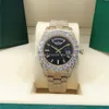 Assista Full Diamond Black Dail Presidente 228235 228239 Sapphire Big Diamond Bezel 43mm 18k Gold Men Automático Avanadores de pulso com caixa original