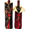 10pcs Chinese knot Christmas Cover Wine Bottle Bag Table Decoration Vintage Red Wine Covers Silk Brocade Bottles Clothes fit 750ml