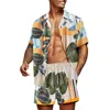 Men's Tracksuits Leisure Suit Men's Beach Holiday Wind Short-sleeved Shirt Pants Printed T-shirt Sports Shorts Two-piece SetMen's