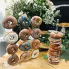 Trä donut vägg stativ donuthållare baby shower barn födelsedagsfest bord dekorationer bröllop gynnar mariage leveranser 220811