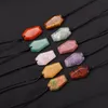 Pendant Necklaces Pendants Jewelry Natural Stone Geometric Coffin Shape Quartz Agates Healing Crystal Tiger Eye Am Dhrtb