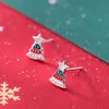 Stud Fine Jewelry S925 Sterling Silver Christmas Earrings For Women Liten Sweet Plant Sweet Snowflake Ear Ornament Santa Claus Giftstud