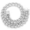 Kedjor Hip Hop Prong Seting CZ Stone Bling Iced ut 18 mm bred runda kubanska Miami Link -kedjekokerhalsband för män Rapper Jewelrychains CH