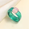 Colorful Transparent Resin Rhinestone Solitaire Ring Simple Geometric Square Round Rings for Women Trendy Jewelry Gift