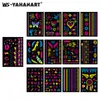 Fluorescent Temporary Tattoos Feather Sticker Butterfly Flower Face Pasters Arm Fake Tattoo Sticker