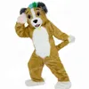 Halloween Long Fur Husky Cute Dog Mascot Costumes Cartoon Mascot Apparel Performance Carnival volwassen maat Promotionele advertentiekleding