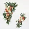 Party Decoration 2pcs Custom Luxury Retro Rose Artificial Wedding Flowers Row Arch Decor Backdrop Flower Wall Arrange Window Display Fake PL