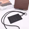 Uitstekende kwaliteit echte lederen zwarte kaarthouders Long Strap Mini Wallet Business Work ID -kaarten Case Promotie Geschenk