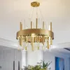 Pendant Lamps Led Crystal Chandelier For Living Room Modern Home Decor Light Fixture Round Bedroom Hanging Lamp Luxury Gold Cristal Lustre