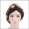 Bonnet / Skl Casquettes Chapeaux Chapeaux Foulards Gants Accessoires De Mode Femmes Musulmanes Chapeau Satin Noir Foulard Slee Bonnet Silky Wrap Dames Leopar