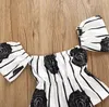 Baby Girls off Ombro Roupas Floral Stripe Imprimir Tops + Bloomers Shorts 2 Pçs / Set 2019 Verão Moda Crianças Conjuntos de Roupas