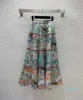 2022 Spring Summer Brand samma stil Två stycken Set Dress Lapel Neck Long Sleeve Empire Flora Print Womens Clothes Runway Dress Shirt