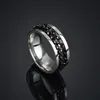 6 8mm Punk Steel Roman Numeral Twist Chain Rings for Men polido Black Rock Rock Biker Ring Jewelry Gift 220719