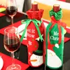زينة عيد الميلاد smiry 1 PC Santa Snowman Claus Red Wine Bottle Cover Facs Cute Flannelette Gift Molevers Dinner Decoration Decoration