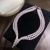 Kedjor Top Fashion 3 Layer Pearl Halsband kubiska zirkon Micro Pave Seting Women Party Accessories JewelleryChains