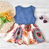 Girl's Dresses Baby Girls Denim Vest Stitching Froral Dress Child Sleeveless Clothes 6M-4YGirl's