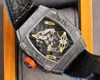 Herenhorloge master zwarte koolstofvezel kast mechanisch automatisch vlindergesp nylon band hol uurwerk RICRO257n