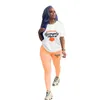 2023 Designer Ladies Printed Pants Outfits Summer Fashion Casual T-shirt Kort ärm Shorts Två stycken Matchande uppsättningar