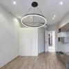 Pendant Lamps Modern Led Chandelier Round Ring Lamp Restaurant For Dining Room Circle Rings Acrylic Aluminum Body LampPendant