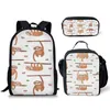 HBP Climbing Branch Sloth Fashion Cute Printed Student Backpack Single Shoulder Bag Pencil Bag Three Piece Set 220804