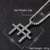 Pendant Necklaces Hip Hop Cubic Zirconia Paved Bling Iced Out 3 Cross Splice Pendants Necklace For Men Hiphop Rapper Jewelry Silver ColorPen