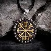 Wisiorek naszyjniki klasyczny Norse 24 Runes Viking kompas męski Amulet Vegvisir łańcuszek ze stali nierdzewnej islandzki biżuteria męska GiftsPendant