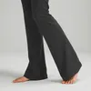 L-06 Pantalones acampanados de yoga de cintura alta para mujer Pantalones deportivos de pierna ancha Color sólido Caderas delgadas Medias de baile sueltas Gimnasio de mujer Leggings de talla grande Pantalones de chándal para correr