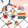 Party Favor 9 Style LGBT Design Rainbow Creative Heart Yeh Finger Pin Brooch Metal Pins Badge Denim Enamel Lapel Jewelry Gift women