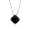 Clover Necklaces designer for women long chain trendy fashion lucky jewelry pendant white Green black Red shell rose gold chain necklace party gift stainless steel