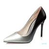 Chaussures habillées Designer Version Coréenne Pointu Talons Hauts Femmes Mode Gradient Couleur Bouche Peu Profonde Stiletto Pompes Bureau Été