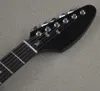 Guitare électrique métallique chromée noire, avec Pickguard blanc, touche en palissandre, personnalisable