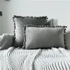 Colore Colore Velvet Pillowcase مع .POM POM أريكة رمي وسادة وسادة تغطية 30x50 سم