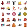 52Pcs Cartoon Fireman Stickers Non-Random For Car Bike Luggage Sticker Laptop Skateboard Motor Water Bottle Snowboard wall Decals Kids Gifts