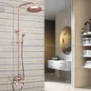 バスルームシャワーセットアンティークの赤い銅壁マウントされた蛇口ダブルハンドル浴槽スパウトミキサータップハンドスプレーkrg572bathroom