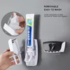 Automatic Toothpaste Dispenser Dustproof Toothbrush Holder Wall Mount Storage Rack Bathroom Accessories Set Squeezer 220614