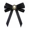 Imitation Pearl Ribbon Brooches Pin Bow Tie Vintage Pre-tied Collar Jewelry Bowknot Shirt Necktie Clip For Women Girls