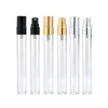 Spray Bottle Perfume Atomizer Empty Clear Glass Aluminum Press Pump Portable Cosmetic Packaging Refillable Vials 2.5ml 3ml 5ml 10ml